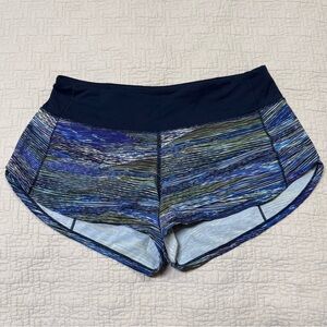 Lululemon Speed Up Short 2.5" Blue Striped Multicolor Size 4